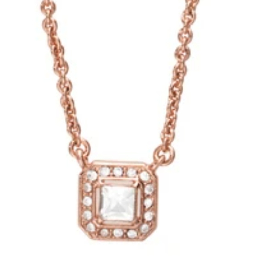Last one! c+i Square Crystal Pendant Necklace ROSE GOLD - Picture 3 of 5